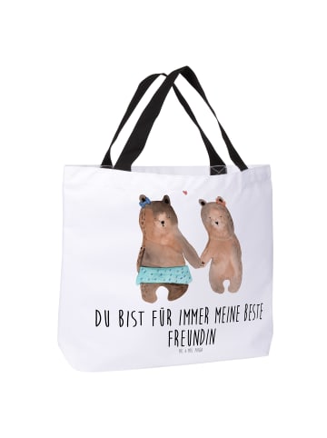 Mr. & Mrs. Panda Damen Schultertasche Bär Freundin mit Spruch in Weiß