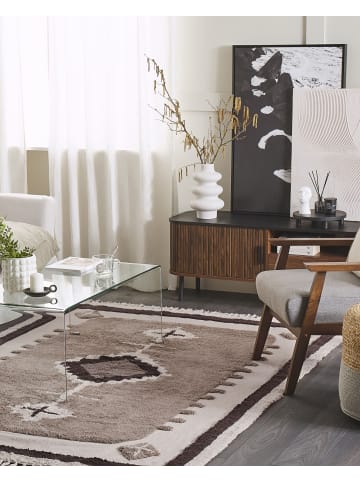 Beliani Kurzflor GEYVE in Beige/Braun - (W) 140 x (H) 1 x (L) 200 cm