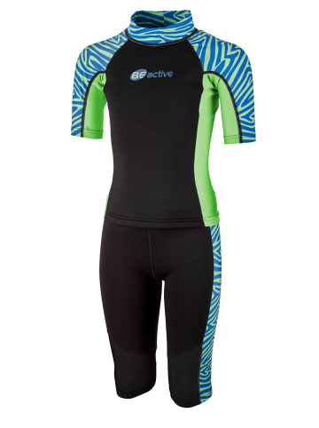 BECO the world of aquasports Neoprenanzug Neopren-Shorty BEactive Neopren Twins "Zebra Vibes" in grün-blau