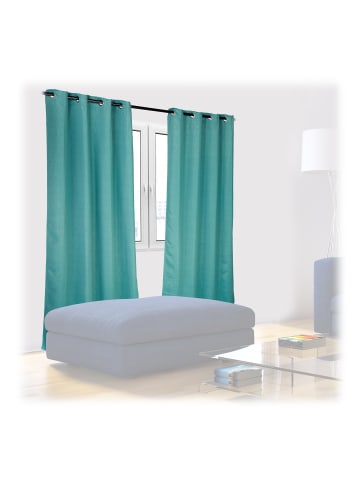 relaxdays 6 x Vorhang "Muster" in Grün - (B)135 x (H)245 cm