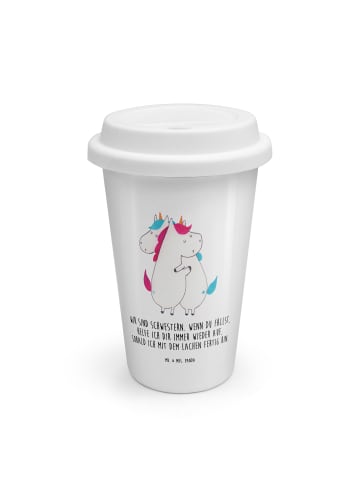 Mr. & Mrs. Panda To Go Becher Einhörner Umarmen mit Spruch in Weiß