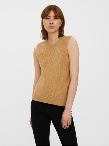 Vero Moda Struktur Pullunder Strickweste Pullover ohne Ärmel VMOLINA in Braun