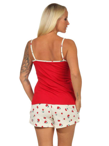 NORMANN ärmellose Schlafanzug Shorty Pyjama Kirschen - 62270 in rot