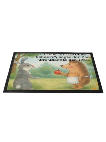 Mr. & Mrs. Panda Fußabstreifer Hase Igel Design mit Spruch in Weiß
