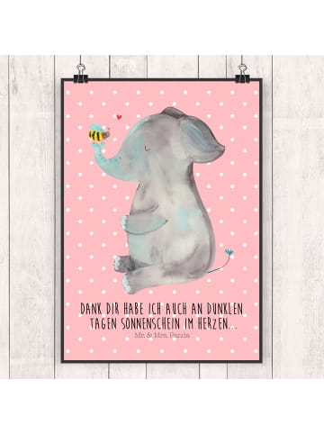 Mr. & Mrs. Panda Bild Elefant Biene mit Spruch in Rot Pastell