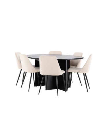 ebuy24 Essgruppe Strada (6-teilig) Schwarz 120 x 120 cm