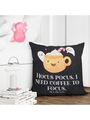 Mr. & Mrs. Panda Sitzkissen Kaffee Gespenst mit Spruch in Kreidetafel