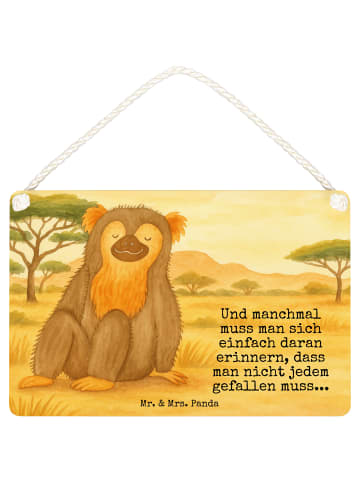 Mr. & Mrs. Panda Holzschild Affe Design mit Spruch in Weiß