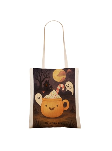 Mr. & Mrs. Panda Jutebeutel Kaffee Gespenst Design ohne Spruch in Weiß