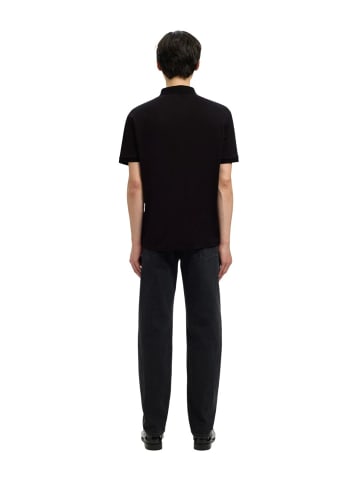 SELECTED HOMME Poloshirt SLMFAVE ZIP SS in Schwarz