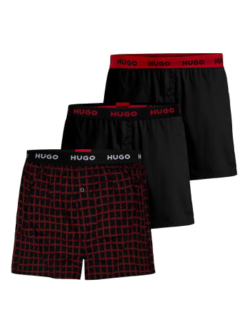 HUGO 3er Pack Woven Boxer in Schwarz