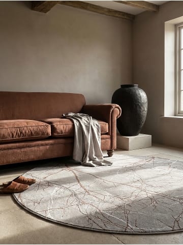 KADIMA DESIGN Teppich rund Abstrakt pflegeleicht Wohnzimmer Schlafzimmer Flur in Grau