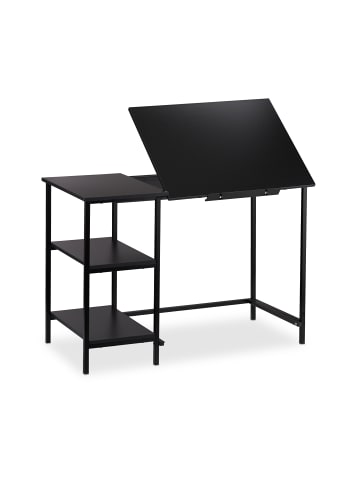 relaxdays Schreibtisch in Schwarz - (B)110 x (H)75 x (T)55 cm