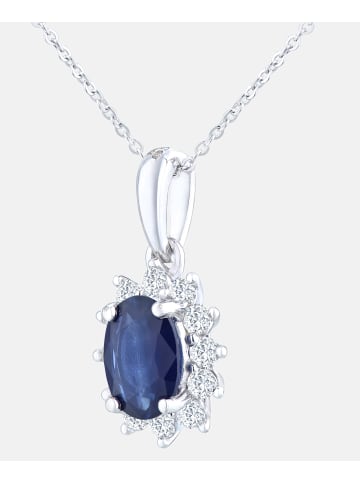 Diamant L'éternel Halskette mit Anhänger aus 375 Weißgold mit Diamant mit Saphir