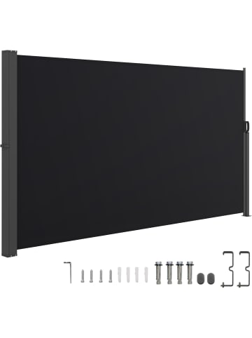 COSTWAY Seitenmarkise 160 x 300 cm Garten in Schwarz