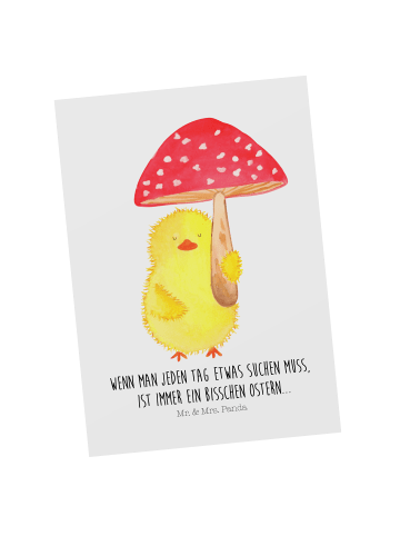 Mr. & Mrs. Panda Grußkarte Küken Fliegenpilz mit Spruch in Weiß