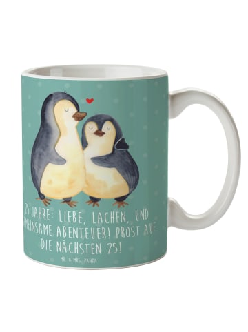 Mr. & Mrs. Panda Tasse 25. Hochzeitstag Silberne Hochzeit mit Sp... in Meeresbrise