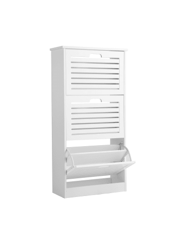 Home Nature Wohnkonzept Schuhschrank mit 3 Klappen in Weiß 108.7x53.6x24 cm
