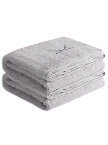 Sansibar 2er Badetuch-Set „Frottier-Kollektion Classic“, 90x180 cm in Silber