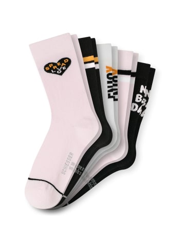 Schiesser Socken 5er Pack in Rosa/Schwarz/Weiß