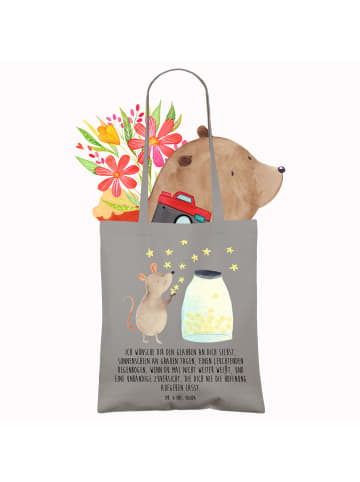 Mr. & Mrs. Panda shopping tasche Maus Sterne mit Spruch in Light Grey