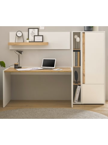 Furn.Design Schreibtischkombination 4-teilig weiß matt, Eiche Wotan 213 cm, Büromöbel Set