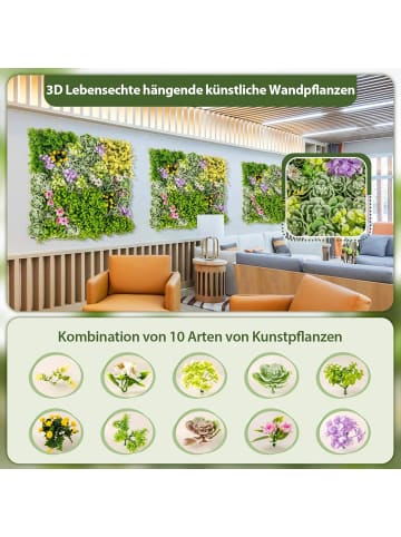 COSTWAY 2er Set Künstliche Hecke Pflanzenwand 50 x 50 cm in Grün