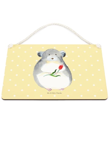 Mr. & Mrs. Panda Schild Chinchilla Blume ohne Spruch in Gelb Pastell