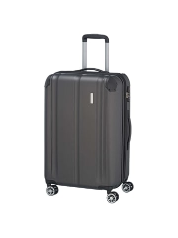 travelite City - 4-Rollen-Trolley erw. M 68 cm (rot) in anthrazit