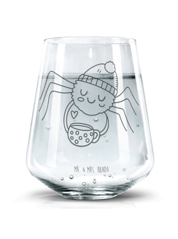 Mr. & Mrs. Panda Graviertes Glas Spinne Agathe Kaffee ohne Spruch in Transparent