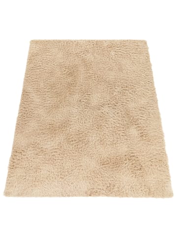 KADIMA DESIGN Hochflor Teppich Shaggy waschbar Unifarben Schlafzimmer in Beige