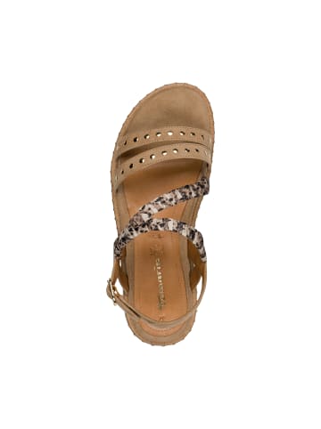 Tamaris Kompensationssandalen aus Leder Beige