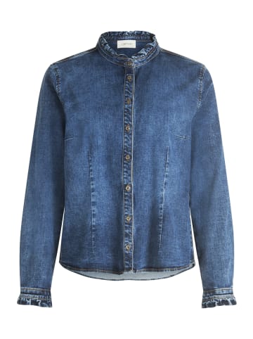 CARTOON Jeansbluse mit Rüschen in Dark Blue Denim