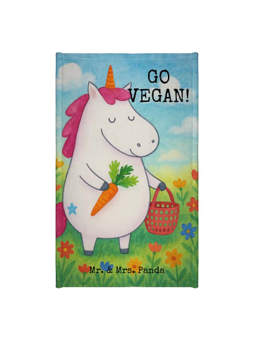Mr. & Mrs. Panda Gästehandtuch Einhorn Vegan Design mit Spruch in Weiß
