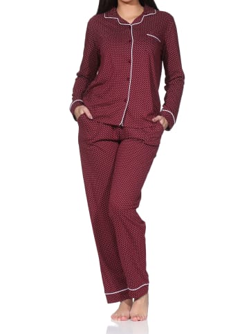 NORMANN Langarm Schlafanzug Pyjama Klassische Optik in Allover2