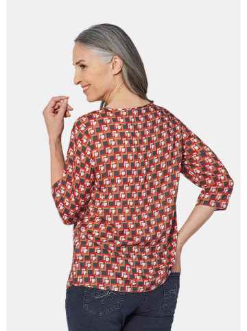 GOLDNER Bluse 3/4-Arm mit grafischem Druck in camel / gemustert