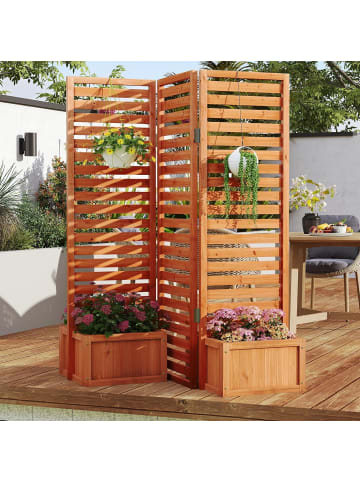 COSTWAY Blumenkasten mit Sichtschutz 157x50x168 cm in Hellbraun