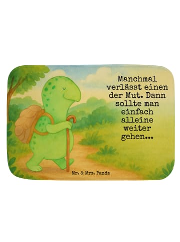 Mr. & Mrs. Panda Badematte Schildkröte Wanderer Design mit Spruch in Weiß