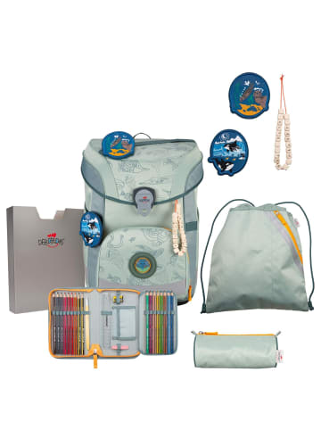 DerDieDas ErgoFlex Easy Exclusive ECO - Schulranzen Set 5tlg. 950g (Pink Planet) in Grey Planet