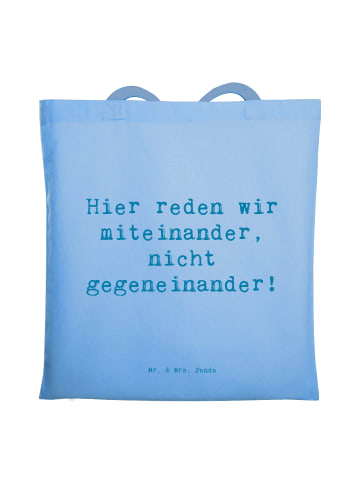 Mr. & Mrs. Panda Tasche Spruch Konflikte friedlich lösen mit Spruch in Sky Blue