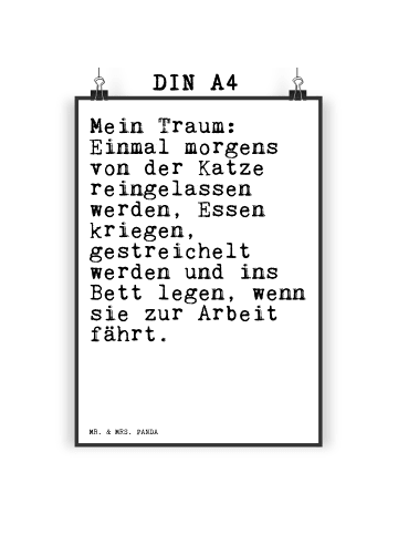 Mr. & Mrs. Panda Wandbild Mein Traum: Einmal morgens... mit Spruch in Weiß
