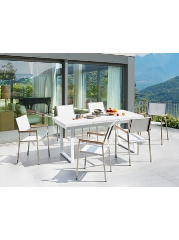 Beliani 7-tlg Gartentisch Set VALCANETTO/GROSSETO in Weiß/Silber