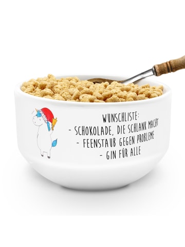 Mr. & Mrs. Panda dessertschale Einhorn Weihnachtsmann mit Spruch in Weiß