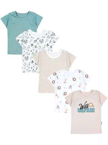 TupTam Baby Kurzarm T-Shirt 5er Set in grün/beige