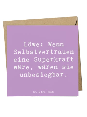 Mr. & Mrs. Panda Klappkarte Spruch Löwe Superkraft mit Spruch in Lavendeltraum