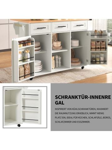 ABRIHOME Küchenwagen mit Rollen in Weiß