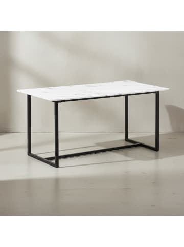 KADIMA DESIGN Esszimmertisch 120x60x76 cm Küchentisch in Marmor-Optik Modern, in Weiß