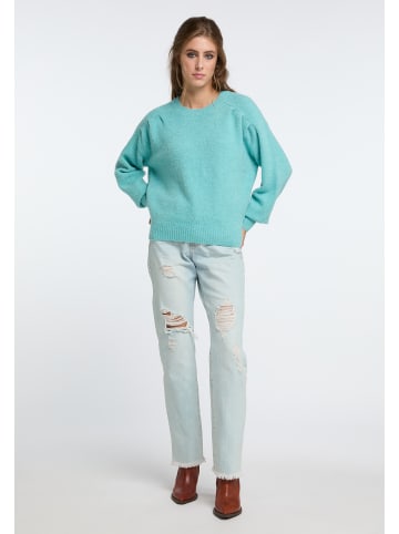 IZIA Damen Legerer Strickpullover in Türkis