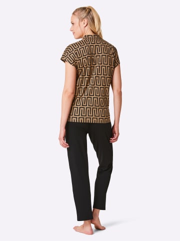 WITT WEIDEN Pyjama in camel-schwarz-bedruckt