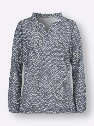 WITT WEIDEN Druck-Shirt in rauchblau-ecru-bedruckt